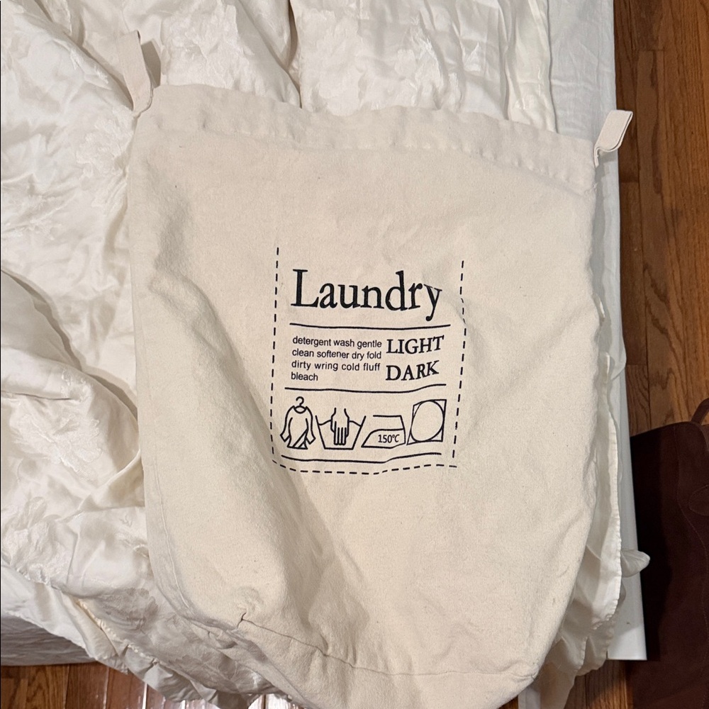 Laundry Canvas Tote Bag - Cream with Black Print